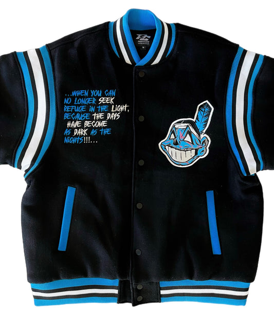 CAMP CLVLND “CHIEF RAWHOO” VARSITY JACKET (Darktober 1.5 edition) THIS JACKET RUNS BIG!